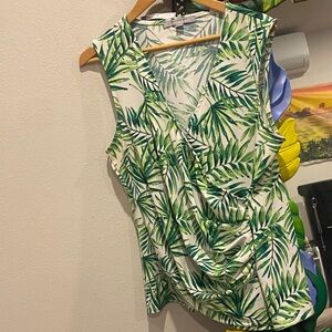 Marc New York Tropical Green Leaf Women's Blouse